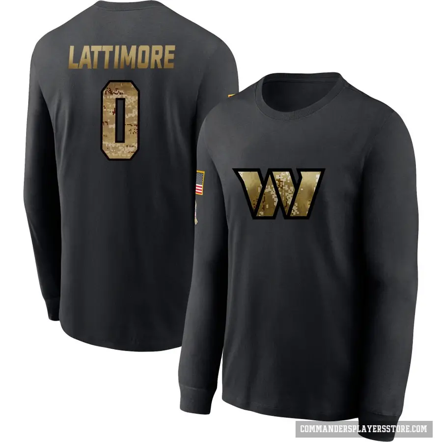 Men's ＃0 Marshon Lattimore Washington Commanders Black 2020 Salute To Service Sideline Performance Long Sleeve T-Shirt