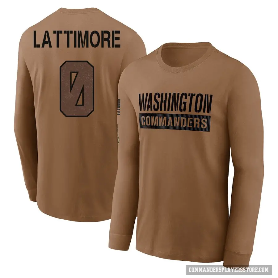 Men's ＃0 Marshon Lattimore Washington Commanders Brown 2023 Salute To Service Long Sleeve T-Shirt