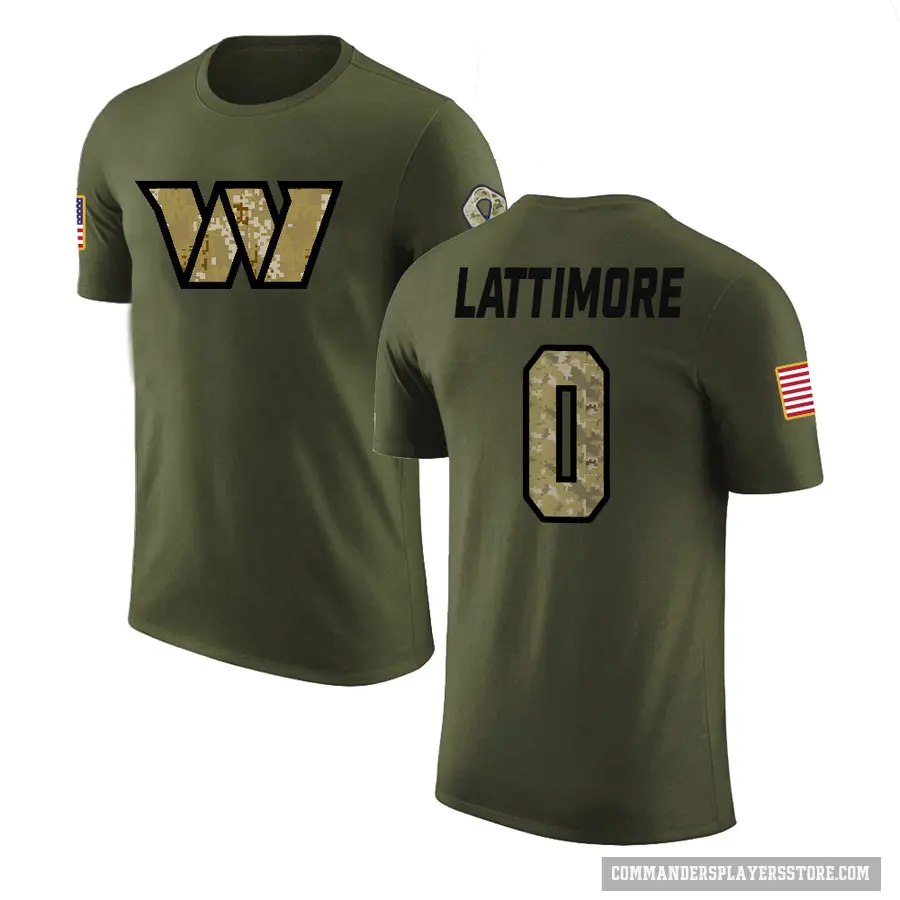 Men's ＃0 Marshon Lattimore Washington Commanders Olive Salute to Service T-Shirt