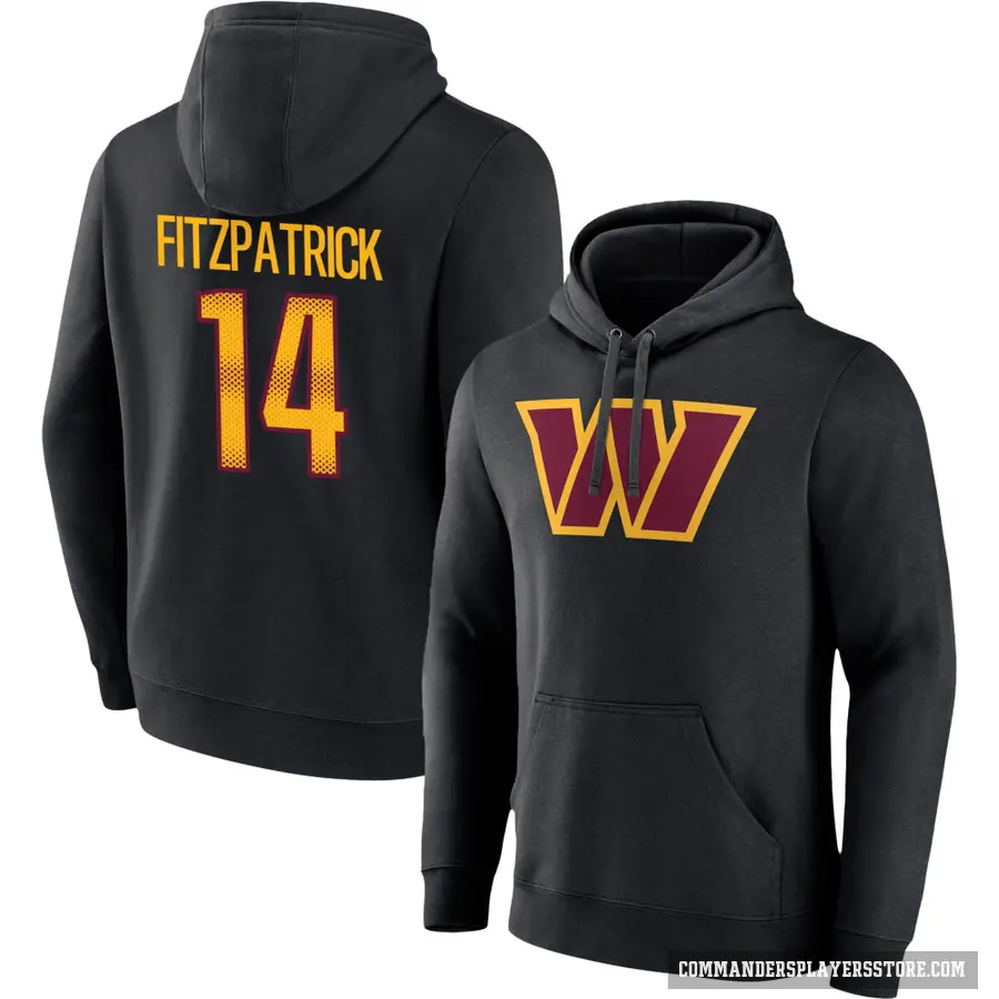 Men's ＃14 Ryan Fitzpatrick Washington Commanders Black Name & Number Pullover Hoodie