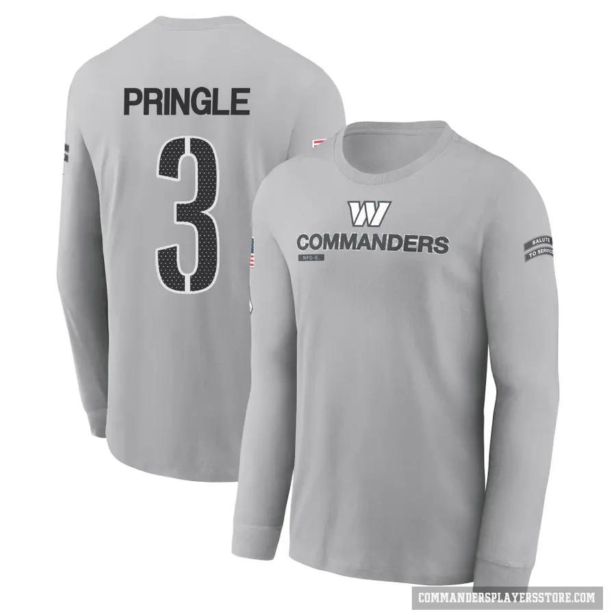 Men's ＃3 Byron Pringle Washington Commanders Gray 2024 Salute to Service Long Sleeve T-Shirt