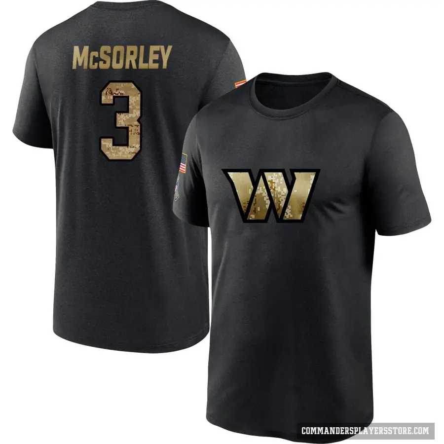 Men's ＃3 Trace McSorley Washington Commanders Black 2020 Salute To Service Performance T-Shirt