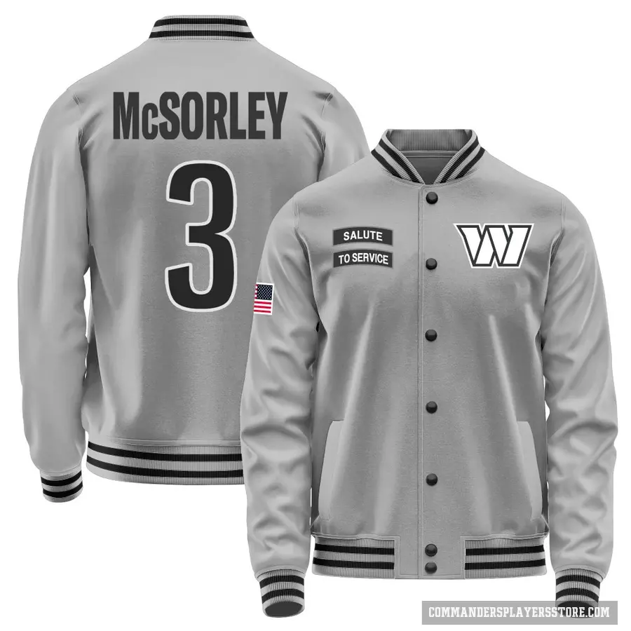 Men's ＃3 Trace McSorley Washington Commanders Gray Salute to Service Performance Jacket