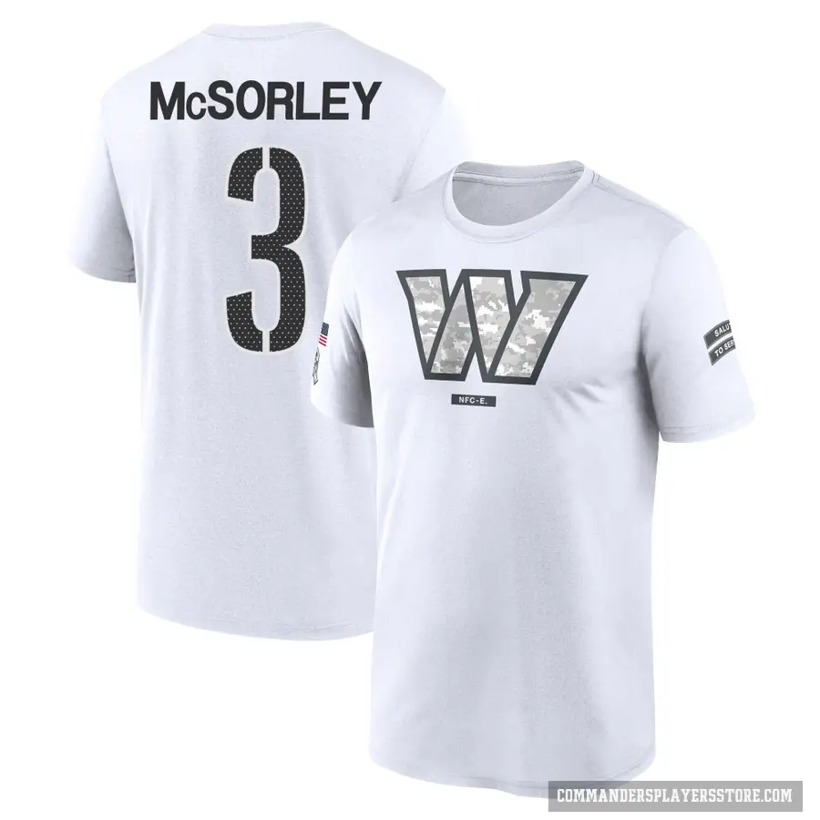 Men's ＃3 Trace McSorley Washington Commanders White 2024 Salute to Service Performance T-Shirt