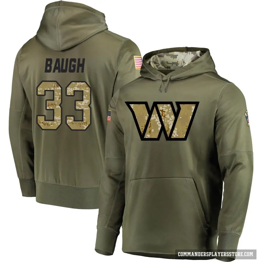 Men's ＃33 Sammy Baugh Washington Commanders Olive Salute to Service Pullover Hoodie