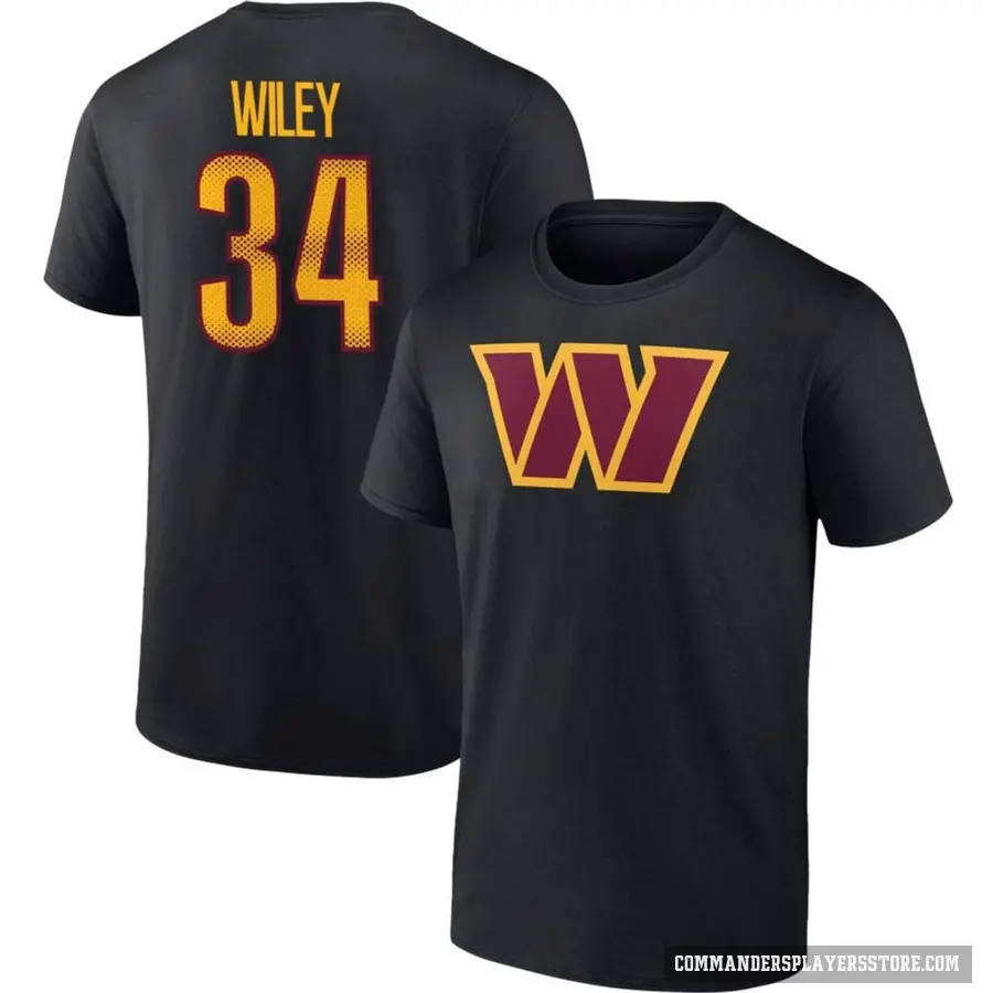 Men's ＃34 Michael Wiley Washington Commanders Black T-Shirt