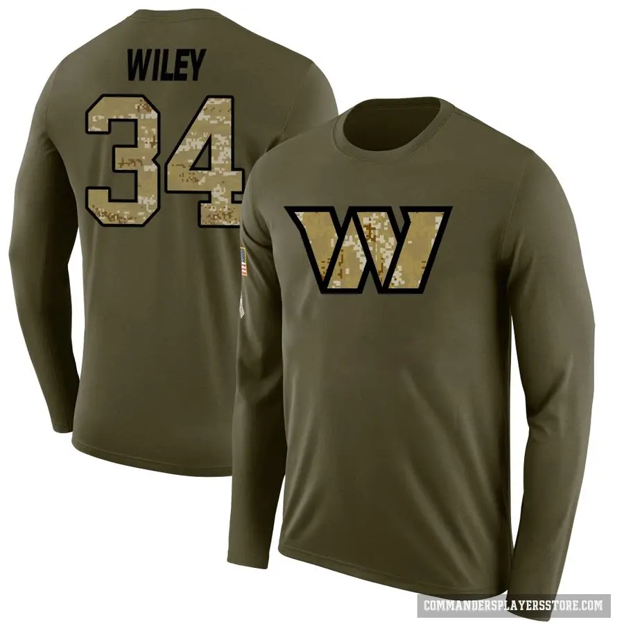 Men's ＃34 Michael Wiley Washington Commanders Olive Salute to Service Sideline Long Sleeve T-Shirt