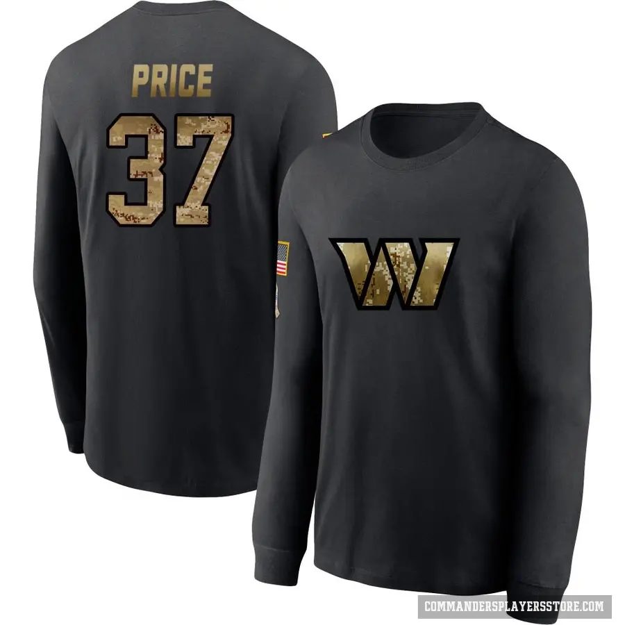 Men's ＃37 Bobby Price Washington Commanders Black 2020 Salute To Service Sideline Performance Long Sleeve T-Shirt