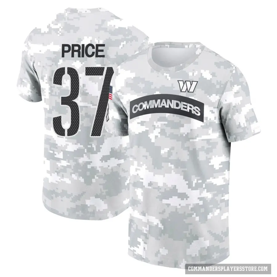 Men's ＃37 Bobby Price Washington Commanders Camo Arctic 2024 Salute to Service Performance T-Shirt