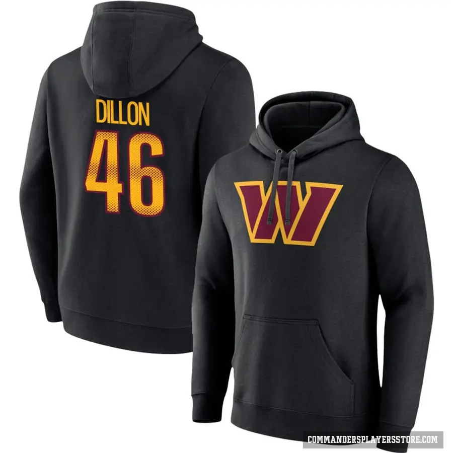 Men's ＃46 Brandon Dillon Washington Commanders Black Name & Number Pullover Hoodie