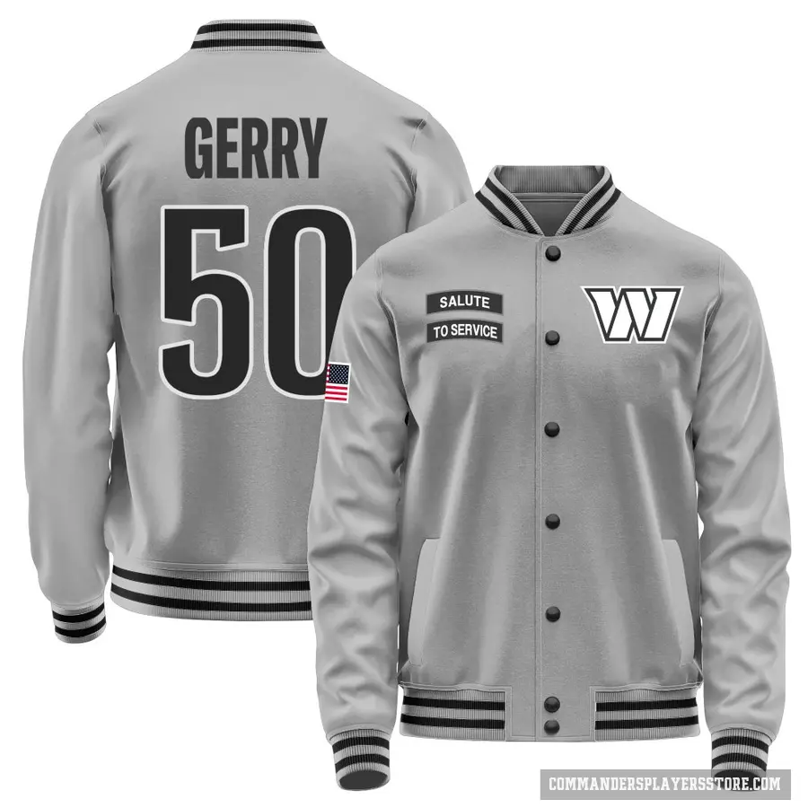 Men's ＃50 Nate Gerry Washington Commanders Gray Salute to Service Performance Jacket