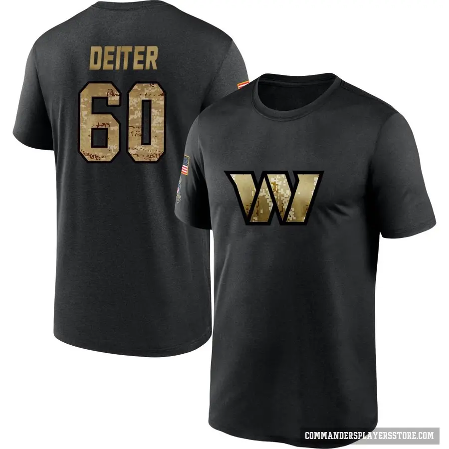 Men's ＃60 Michael Deiter Washington Commanders Black 2020 Salute To Service Performance T-Shirt