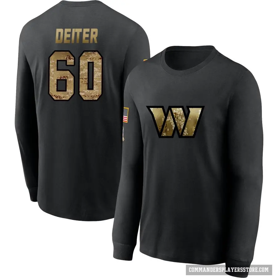 Men's ＃60 Michael Deiter Washington Commanders Black 2020 Salute To Service Sideline Performance Long Sleeve T-Shirt