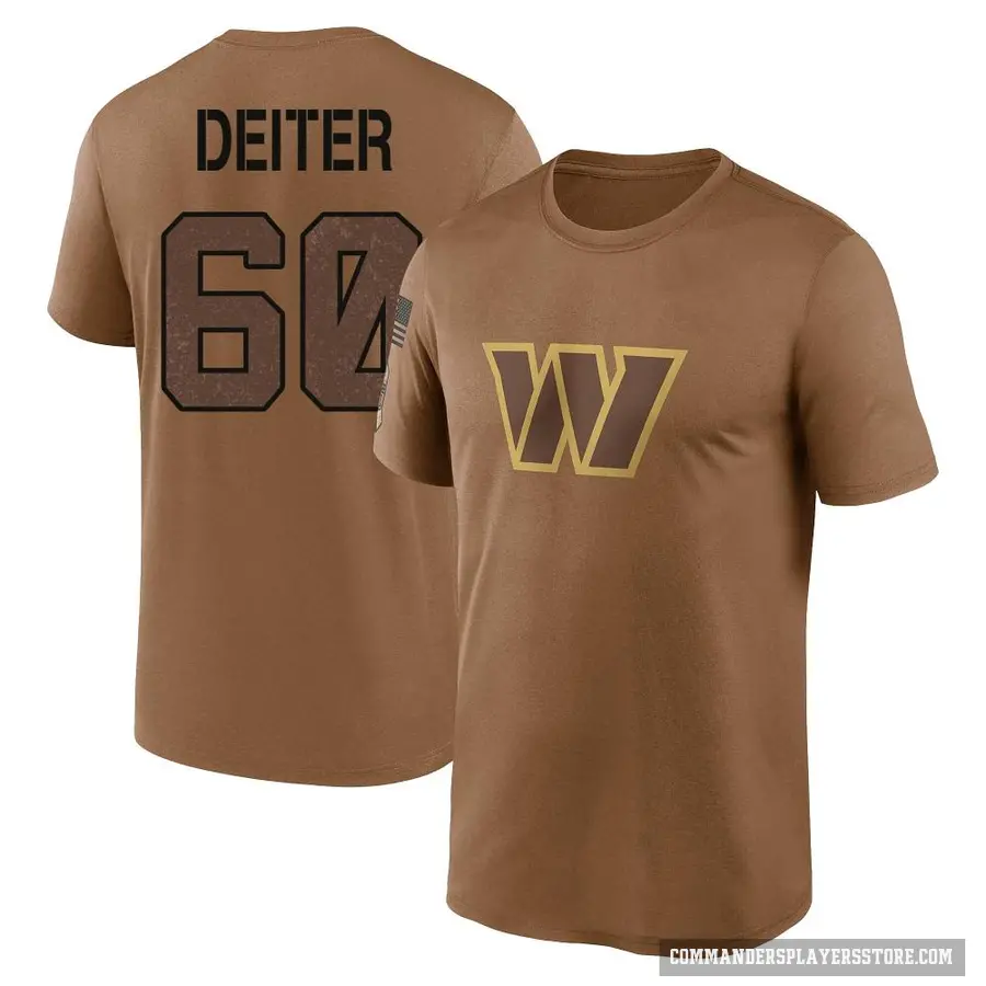 Men's ＃60 Michael Deiter Washington Commanders Brown 2023 Salute To Service Performance T-Shirt