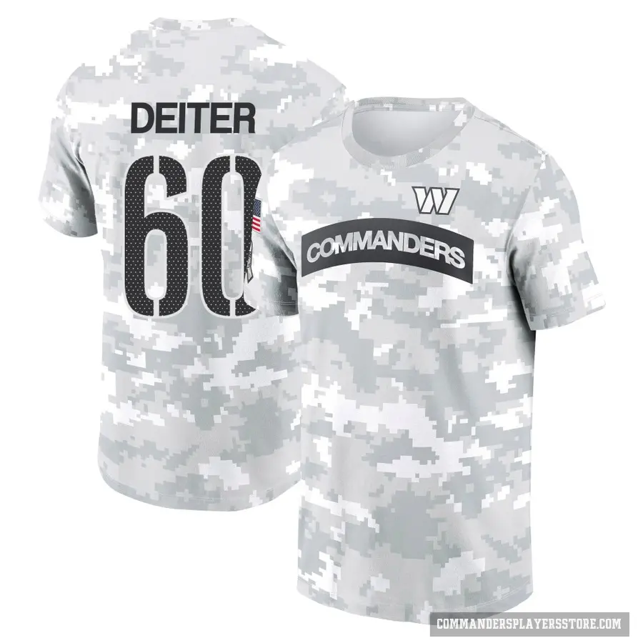 Men's ＃60 Michael Deiter Washington Commanders Camo Arctic 2024 Salute to Service Performance T-Shirt