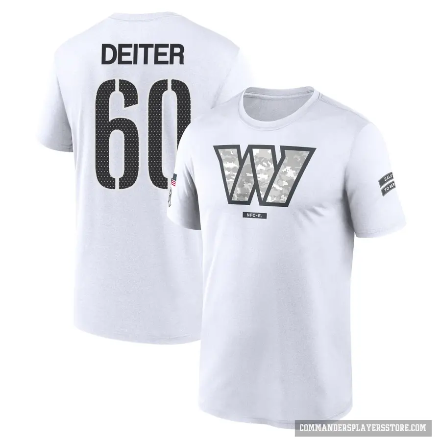 Men's ＃60 Michael Deiter Washington Commanders White 2024 Salute to Service Performance T-Shirt