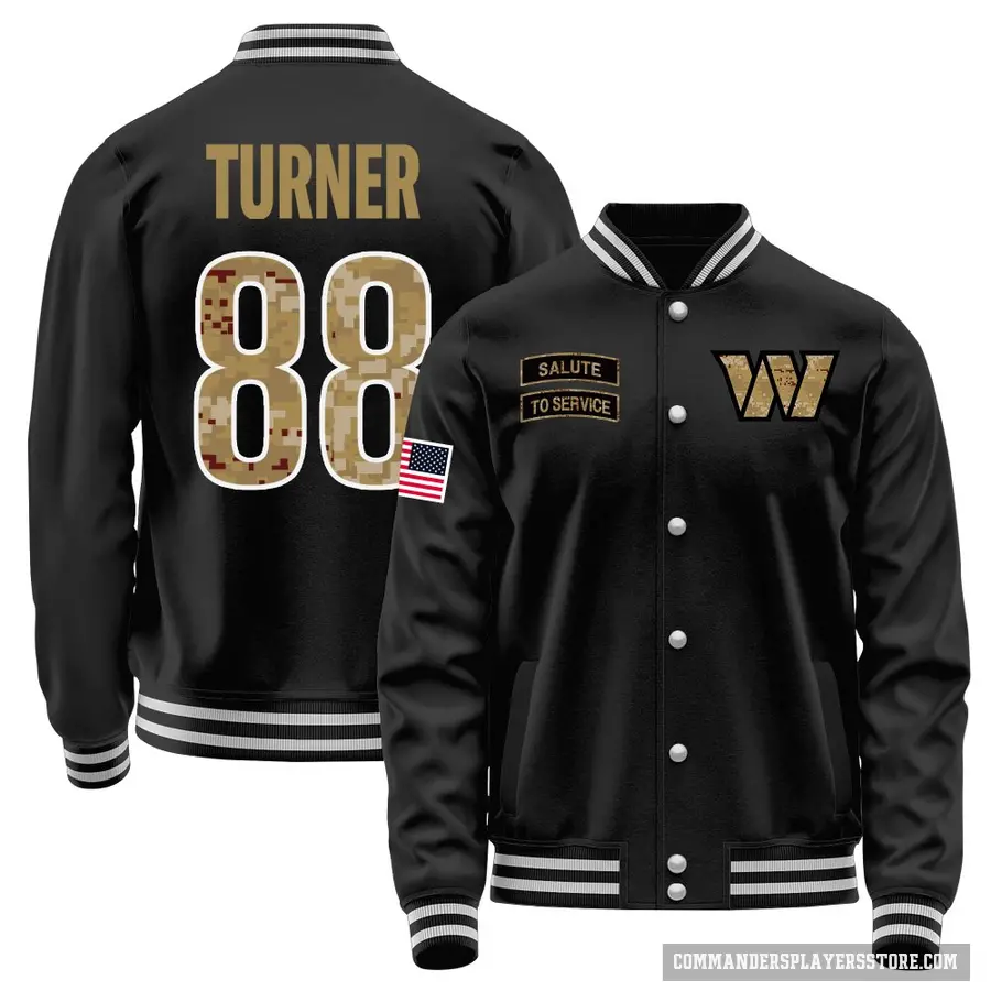 Men's ＃88 Cole Turner Washington Commanders Black Salute to Service Sideline Performance Jacket