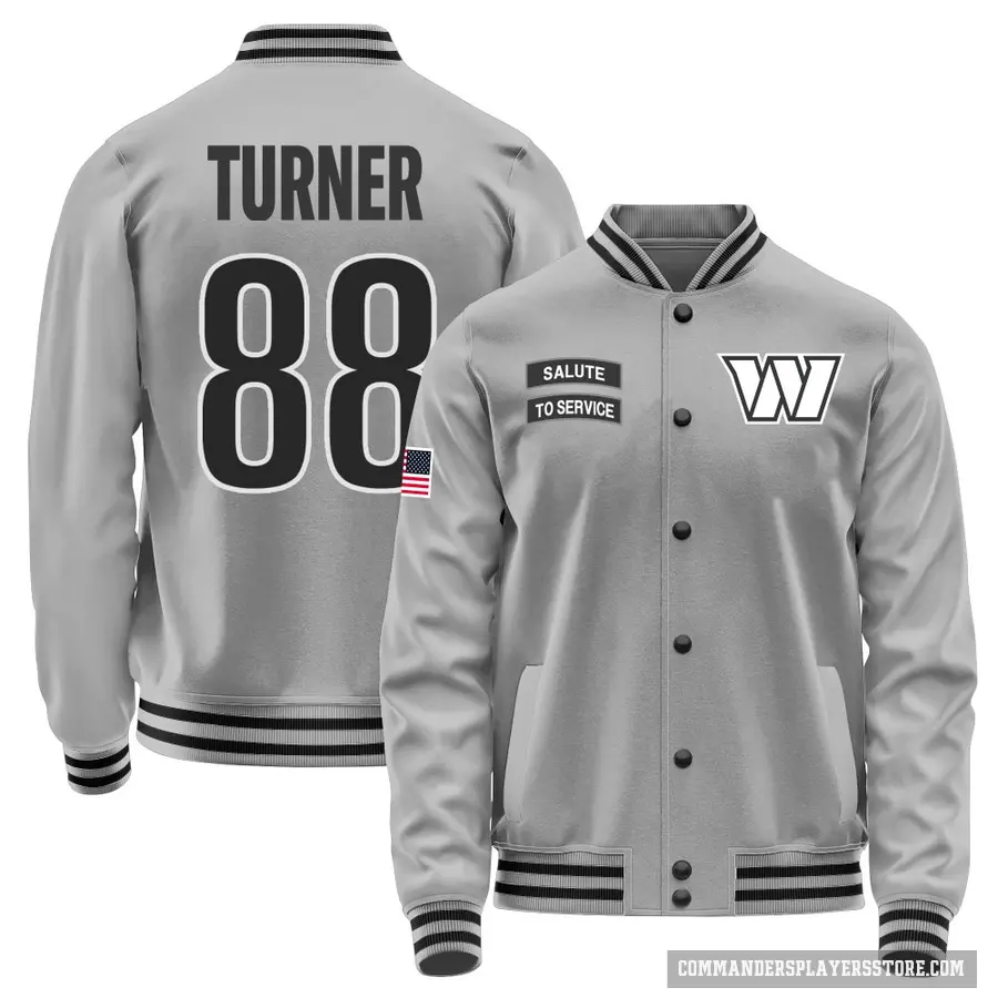 Men's ＃88 Cole Turner Washington Commanders Gray Salute to Service Performance Jacket