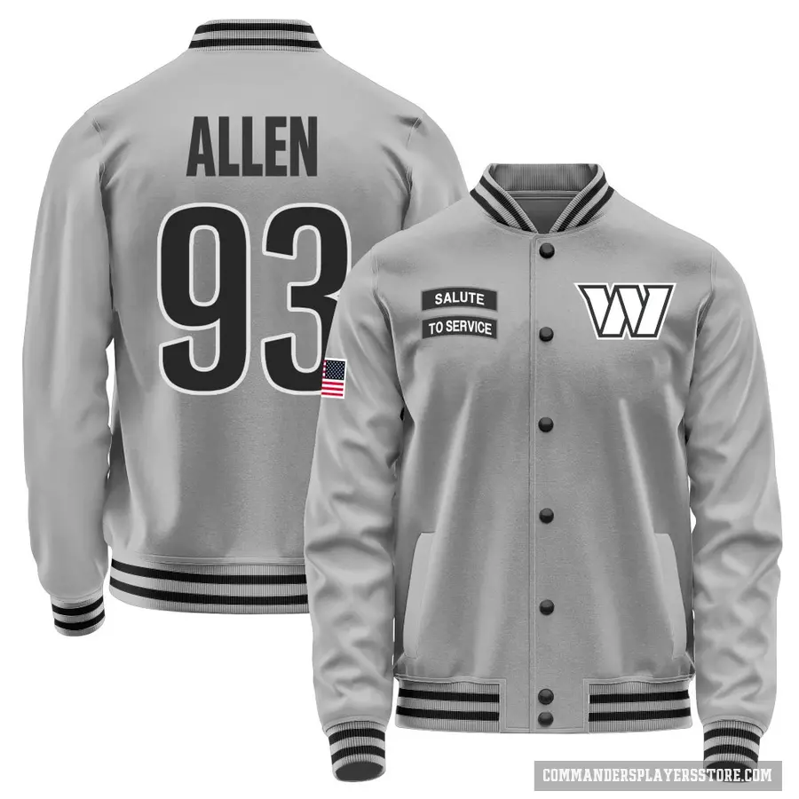 Men's ＃93 Jonathan Allen Washington Commanders Gray Salute to Service Performance Jacket