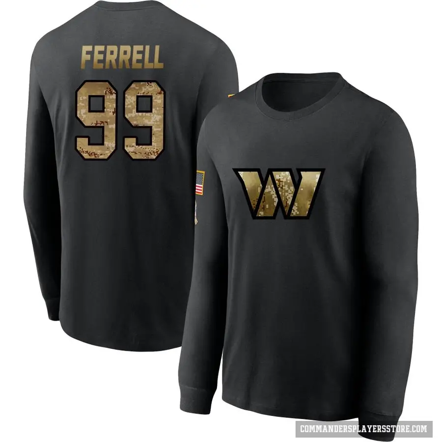 Men's ＃99 Clelin Ferrell Washington Commanders Black 2020 Salute To Service Sideline Performance Long Sleeve T-Shirt