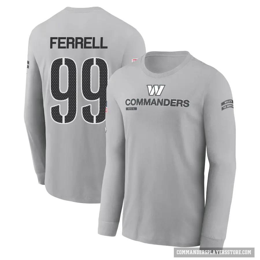 Men's ＃99 Clelin Ferrell Washington Commanders Gray 2024 Salute to Service Long Sleeve T-Shirt