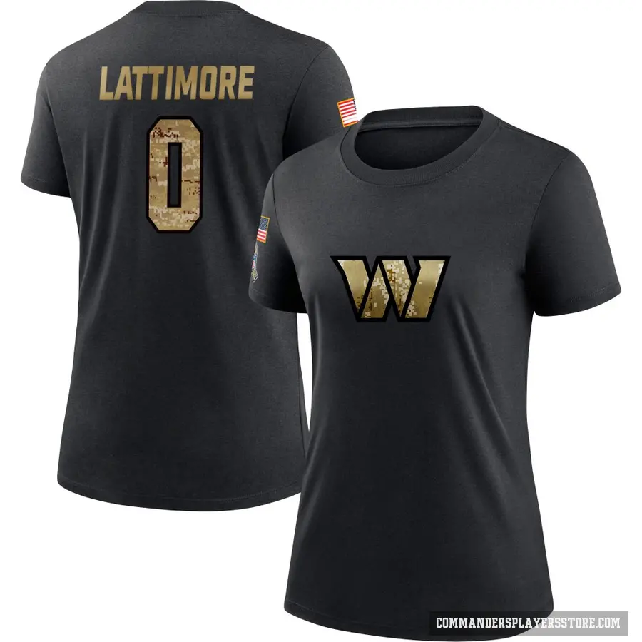 Women's ＃0 Marshon Lattimore Washington Commanders Black 2020 Salute To Service Performance T-Shirt