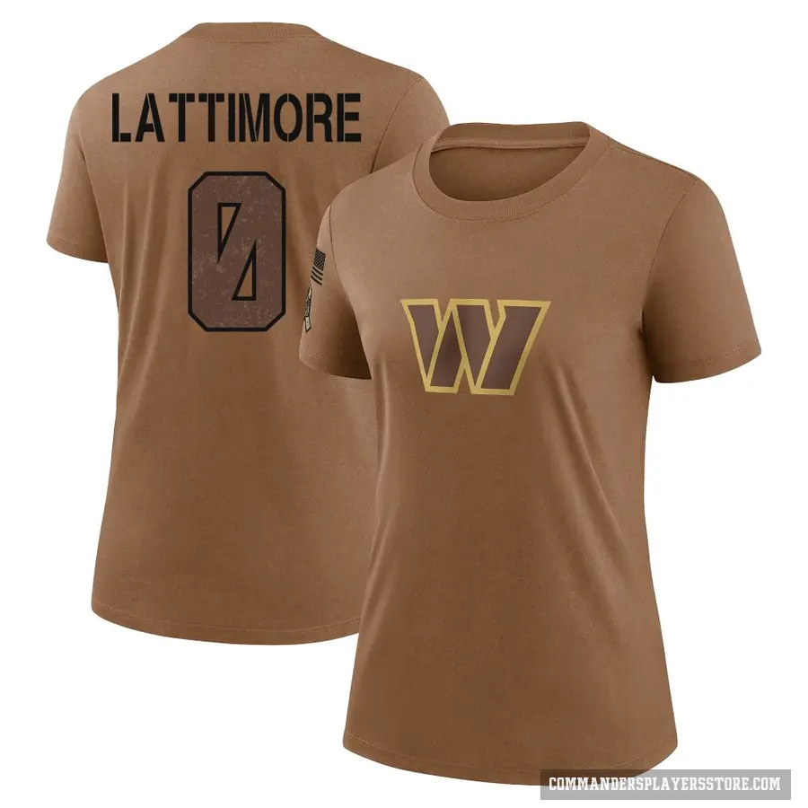 Women's ＃0 Marshon Lattimore Washington Commanders Brown 2023 Salute To Service Performance T-Shirt