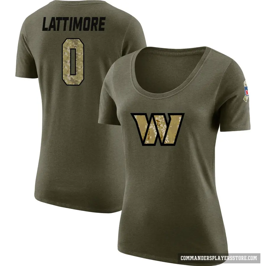 Women's ＃0 Marshon Lattimore Washington Commanders Olive Salute to Service Scoop Neck T-Shirt