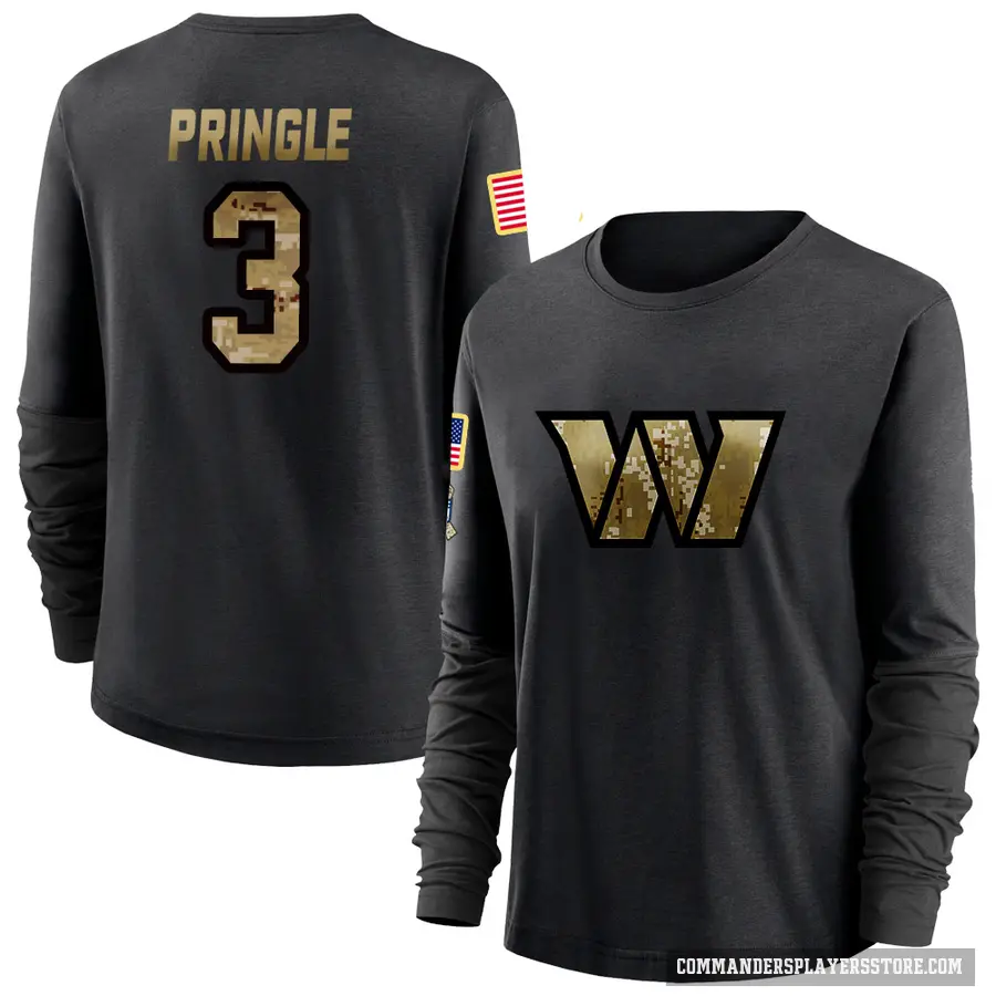 Women's ＃3 Byron Pringle Washington Commanders Black 2020 Salute To Service Sideline Performance Long Sleeve T-Shirt