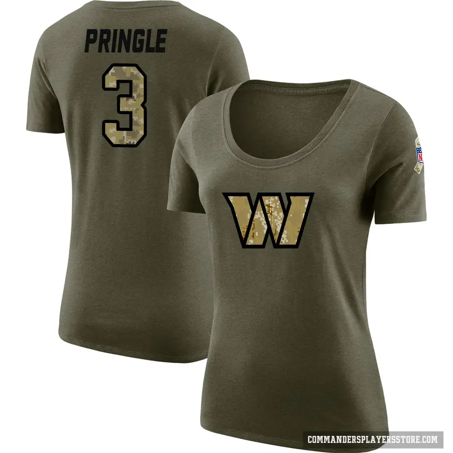 Women's ＃3 Byron Pringle Washington Commanders Olive Salute to Service Scoop Neck T-Shirt