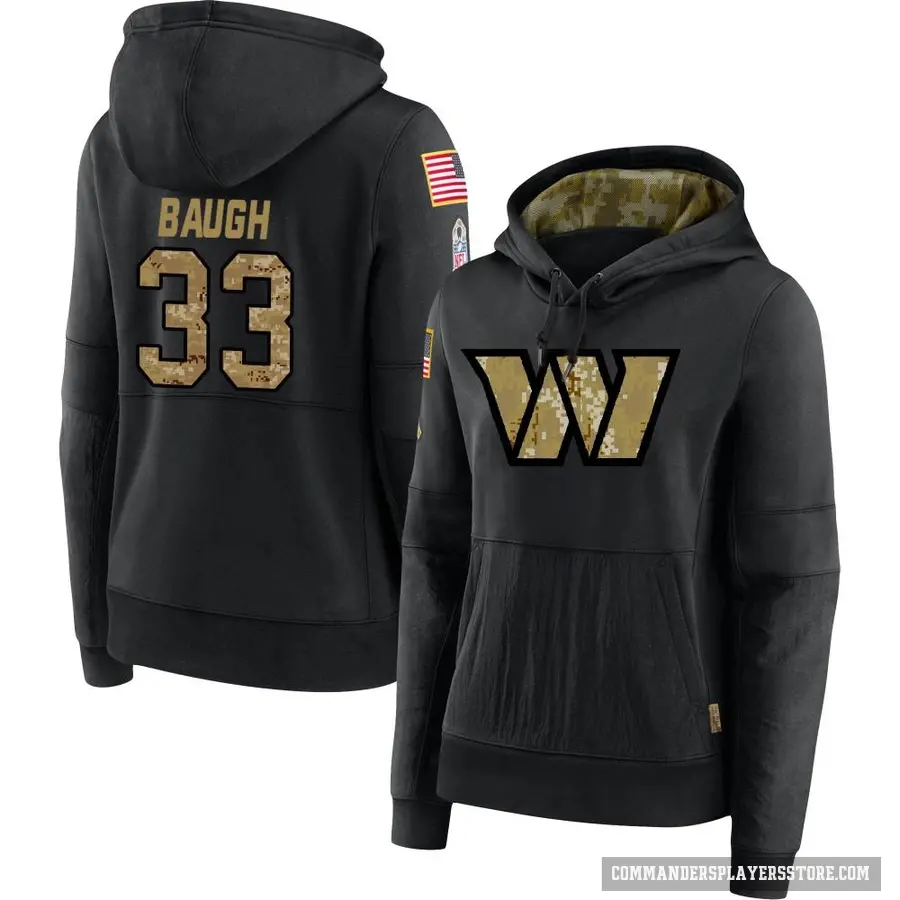 Women's ＃33 Sammy Baugh Washington Commanders Black 2020 Salute to Service Sideline Performance Pullover Hoodie