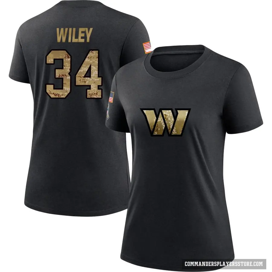 Women's ＃34 Michael Wiley Washington Commanders Black 2020 Salute To Service Performance T-Shirt