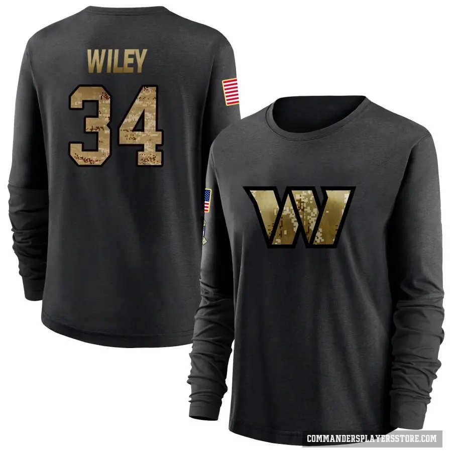 Women's ＃34 Michael Wiley Washington Commanders Black 2020 Salute To Service Sideline Performance Long Sleeve T-Shirt