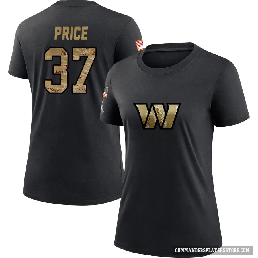 Women's ＃37 Bobby Price Washington Commanders Black 2020 Salute To Service Performance T-Shirt