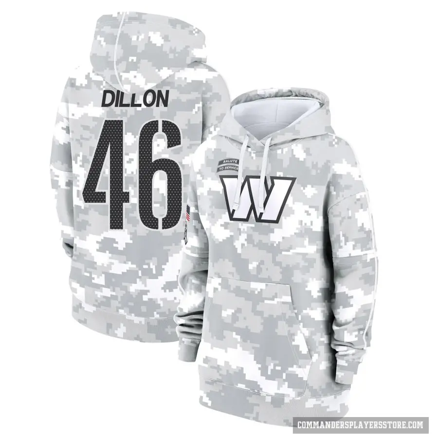 Women's ＃46 Brandon Dillon Washington Commanders Arctic Camo 2024 Salute to Service Club Fleece Pullover Hoodie