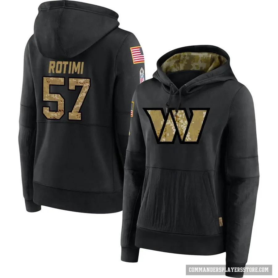 Women's ＃57 Bunmi Rotimi Washington Commanders Black 2020 Salute to Service Sideline Performance Pullover Hoodie