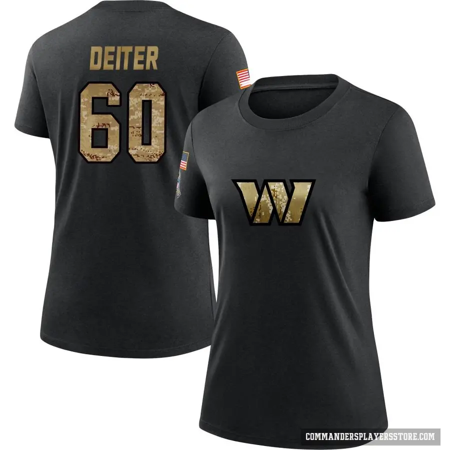 Women's ＃60 Michael Deiter Washington Commanders Black 2020 Salute To Service Performance T-Shirt