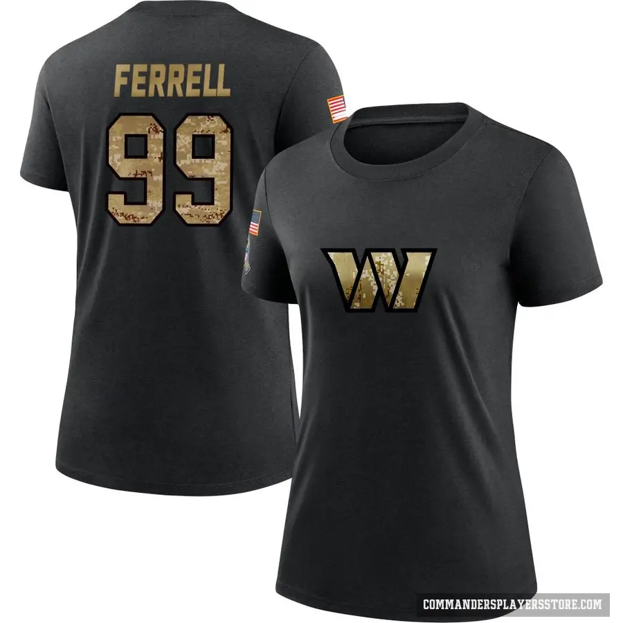 Women's ＃99 Clelin Ferrell Washington Commanders Black 2020 Salute To Service Performance T-Shirt