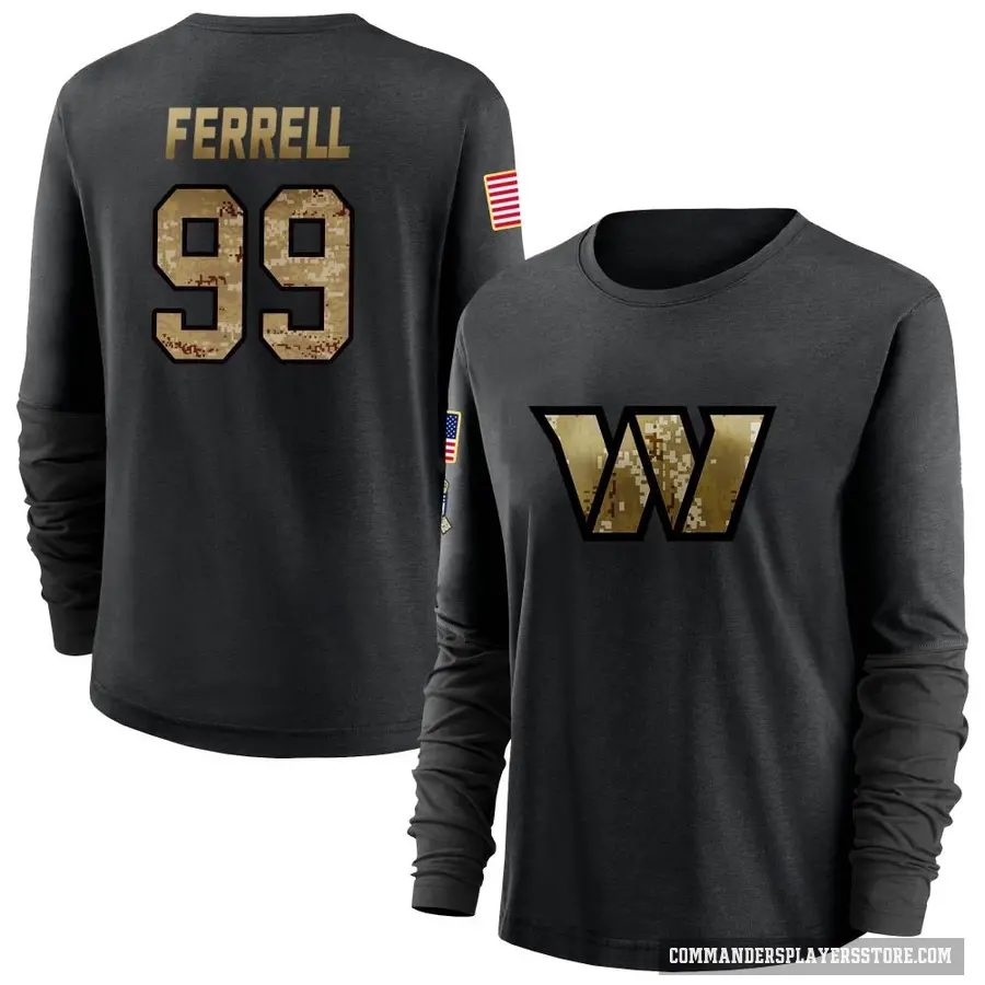 Women's ＃99 Clelin Ferrell Washington Commanders Black 2020 Salute To Service Sideline Performance Long Sleeve T-Shirt