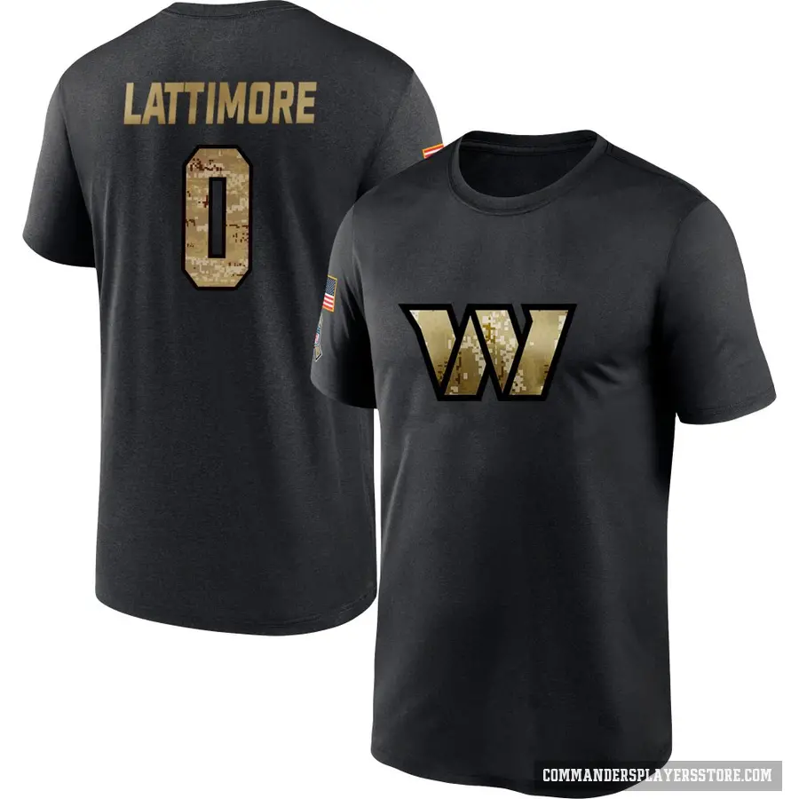 Youth ＃0 Marshon Lattimore Washington Commanders Black 2020 Salute To Service Performance T-Shirt