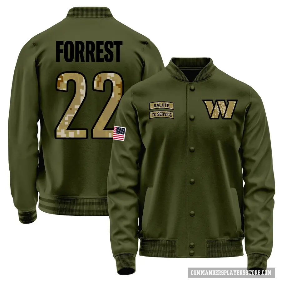 Youth ＃22 Darrick Forrest Washington Commanders Olive Salute to Service Sideline Performance Jacket