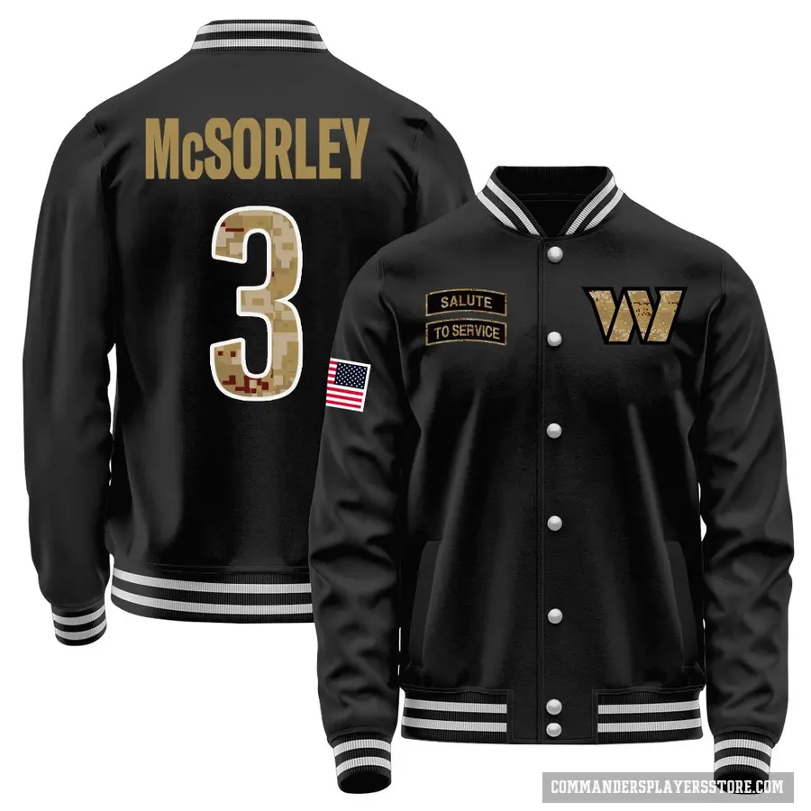 Youth ＃3 Trace McSorley Washington Commanders Black Salute to Service Sideline Performance Jacket