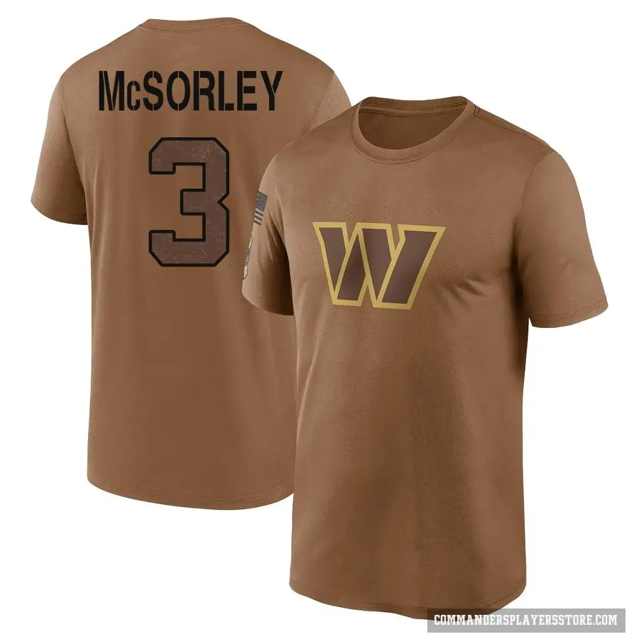 Youth ＃3 Trace McSorley Washington Commanders Brown 2023 Salute To Service Performance T-Shirt