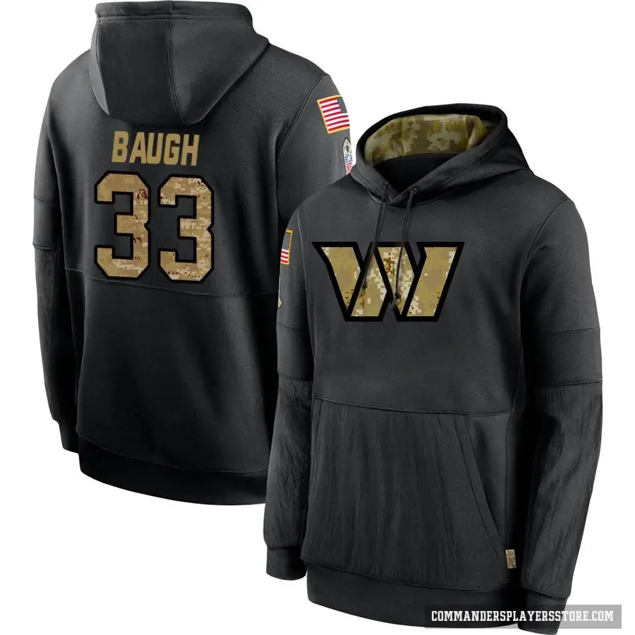 Youth ＃33 Sammy Baugh Washington Commanders Black 2020 Salute to Service Sideline Performance Pullover Hoodie