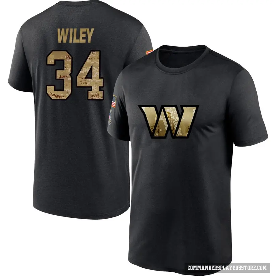 Youth ＃34 Michael Wiley Washington Commanders Black 2020 Salute To Service Performance T-Shirt