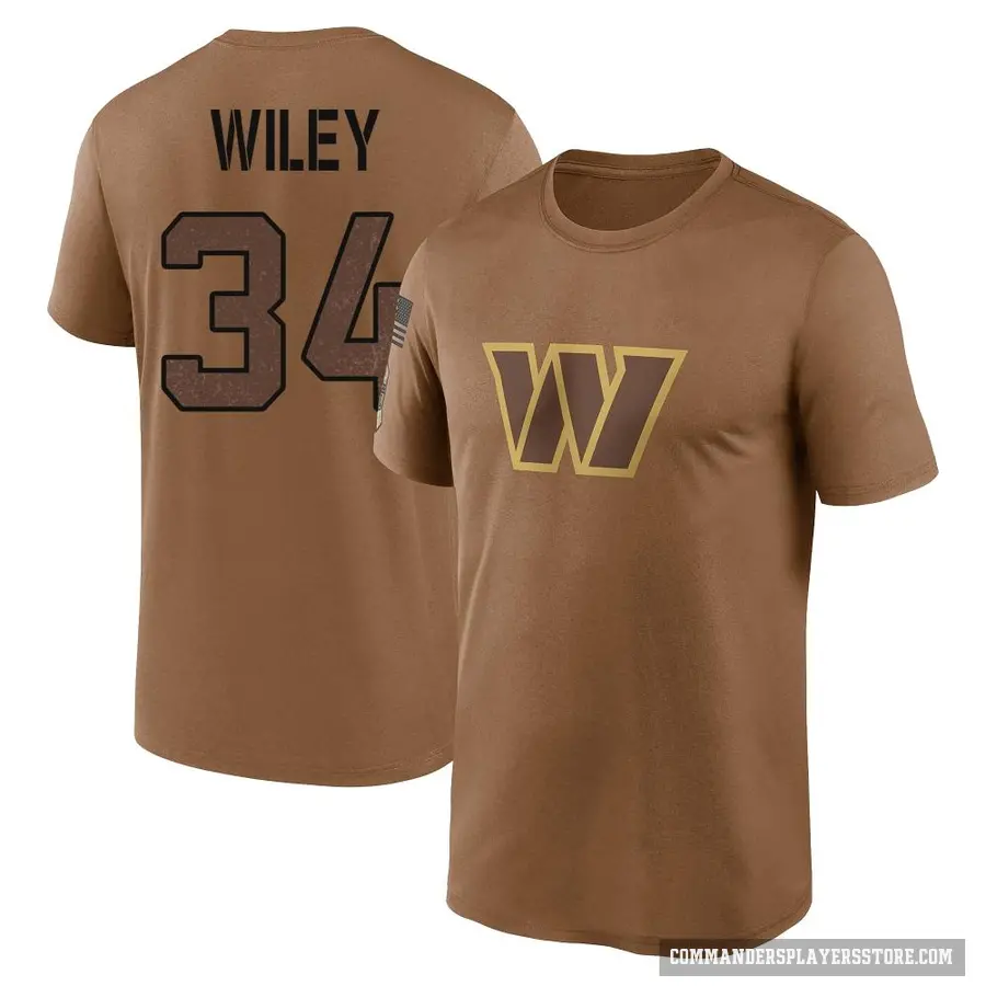 Youth ＃34 Michael Wiley Washington Commanders Brown 2023 Salute To Service Performance T-Shirt