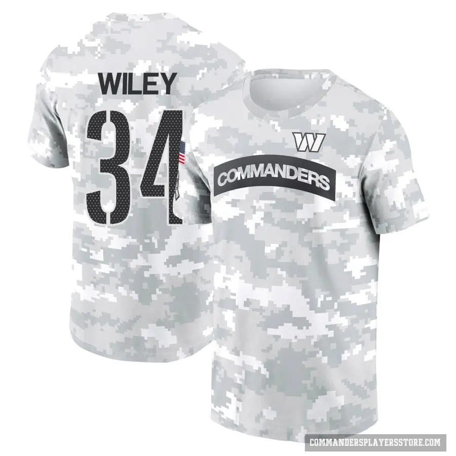 Youth ＃34 Michael Wiley Washington Commanders Camo Arctic 2024 Salute to Service Performance T-Shirt