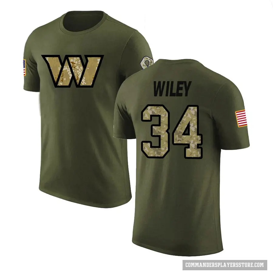 Youth ＃34 Michael Wiley Washington Commanders Olive Salute to Service T-Shirt