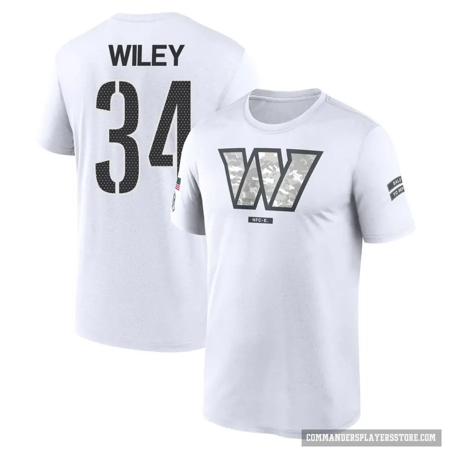 Youth ＃34 Michael Wiley Washington Commanders White 2024 Salute to Service Performance T-Shirt