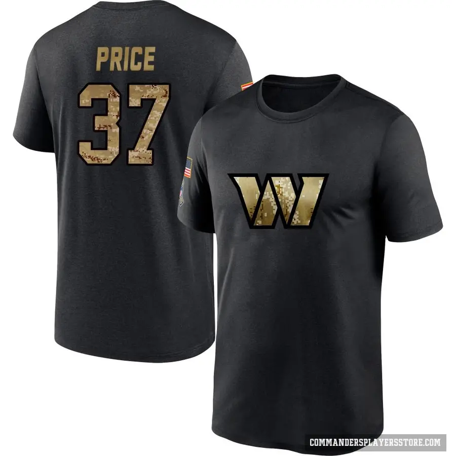 Youth ＃37 Bobby Price Washington Commanders Black 2020 Salute To Service Performance T-Shirt